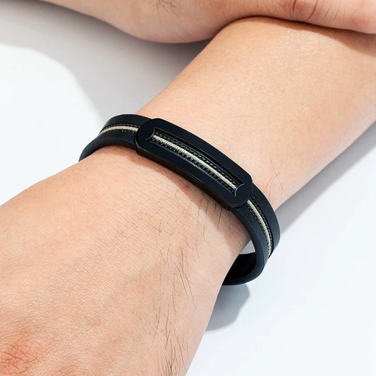 Black Steel Line Bracelet