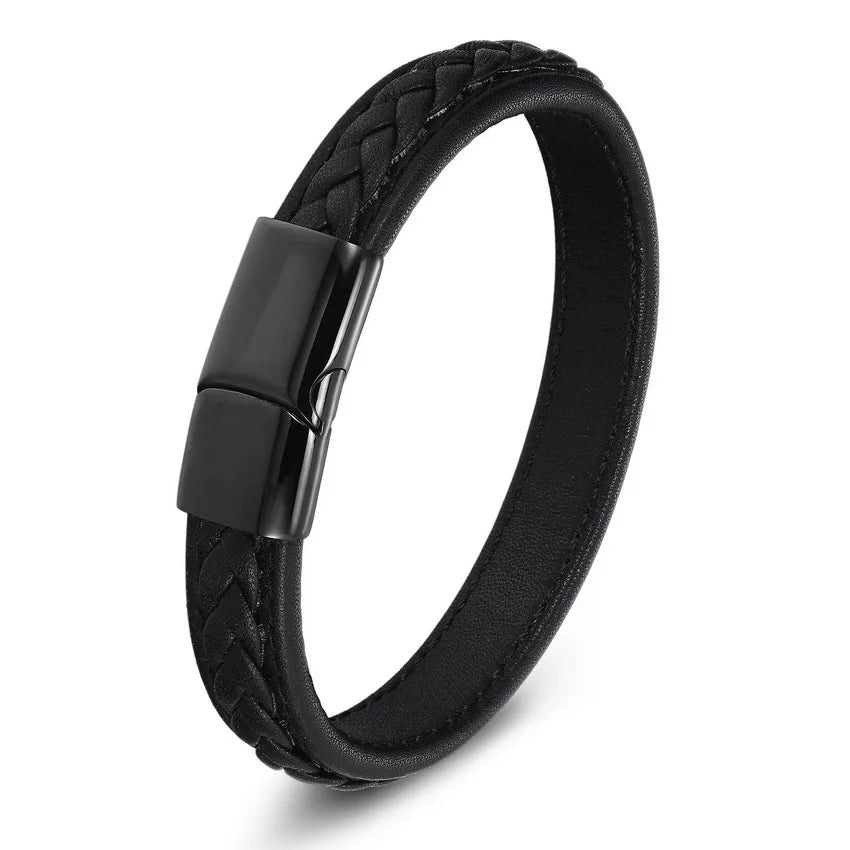 Black Titan Leather Bracelet