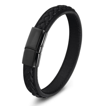 Black Titan Leather Bracelet