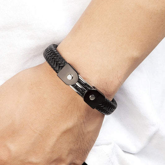Urban Elegance Bracelet - Braided Leather & Stainless Steel