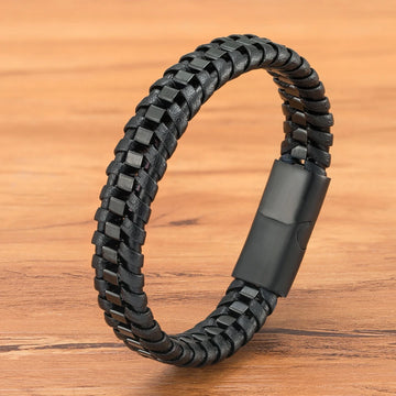 Shadow Grid Leather Bracelet